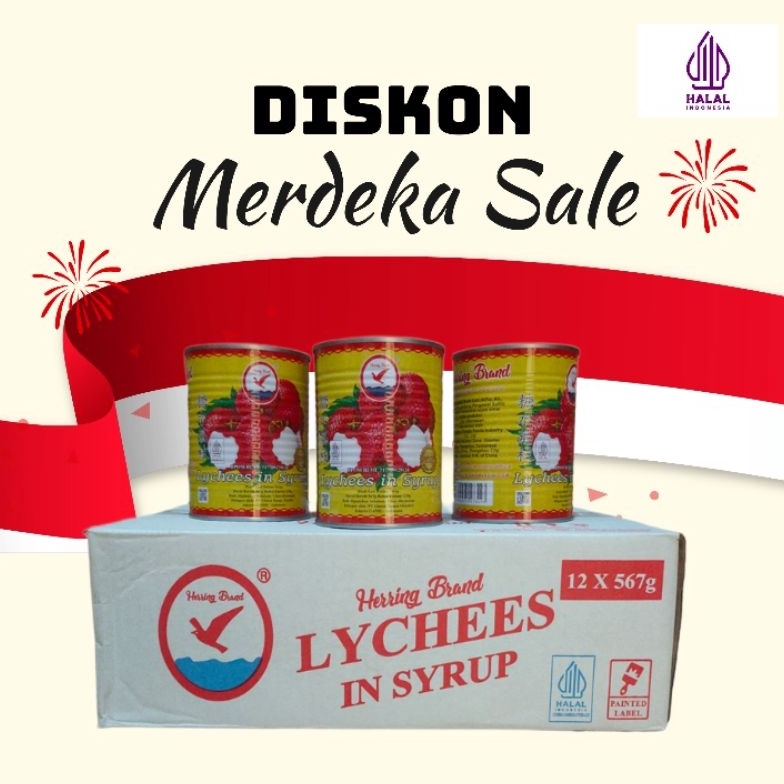 

[☄F75\] Herring Brand Full Carton Leci kaleng /Lychee In Syrup - 1 Ctn Langsung proses