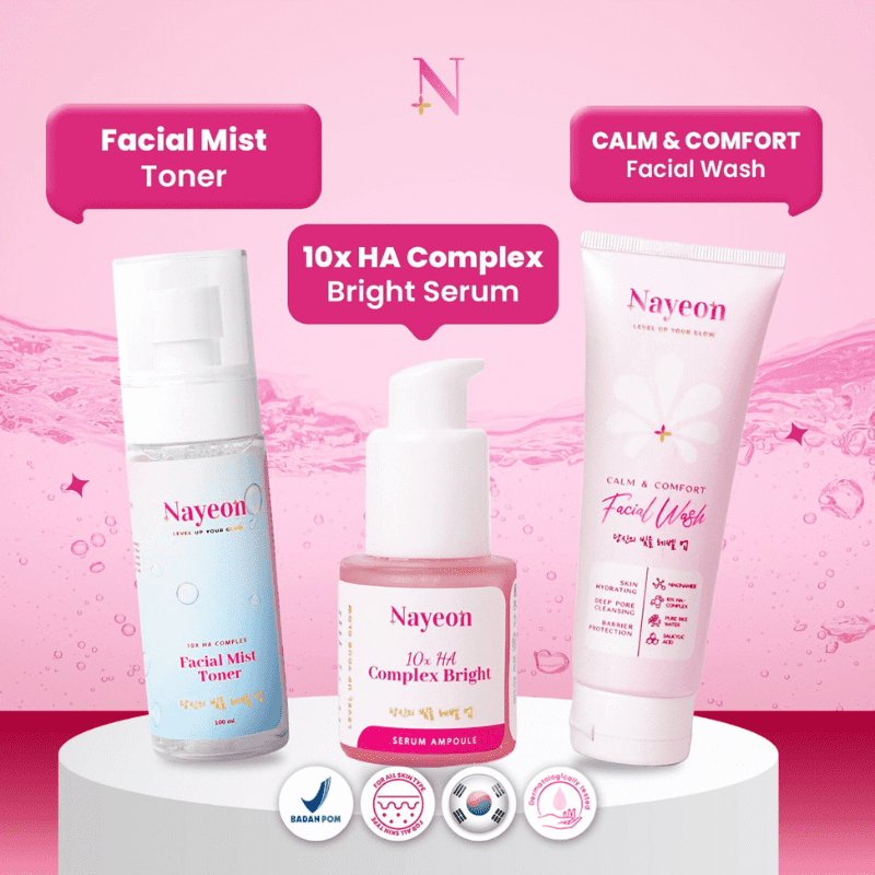 NAYEON SKINCARE 3pcs Paket Skincare Facial Wash Gentle + Serum Brightening + Facial Mist Toner Hydra