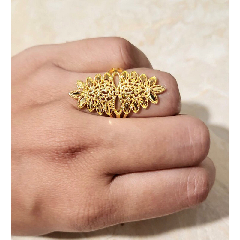 Cincin Wanita Panjang Polos Eriska Titanium Emas 22K