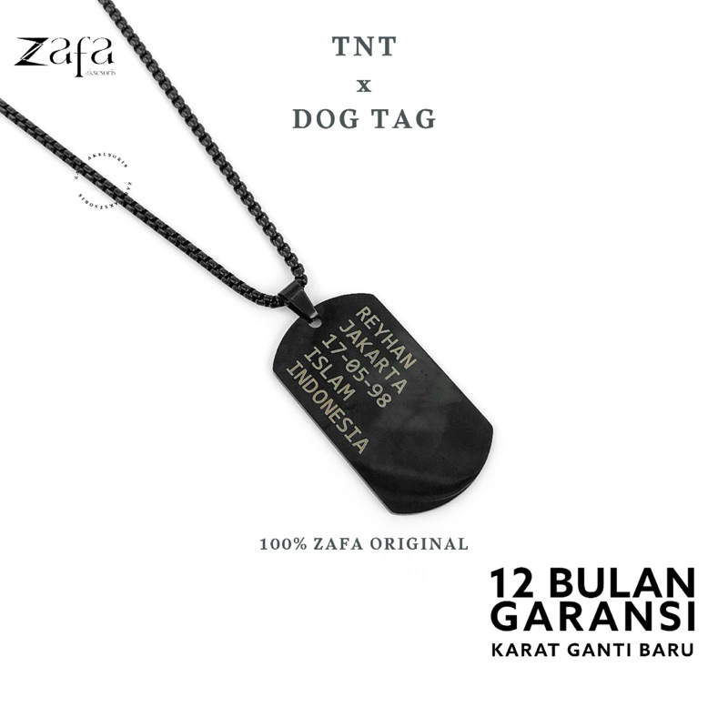 Zafa Kalung Pria Custom Nama Anti Karat - Dog Tag