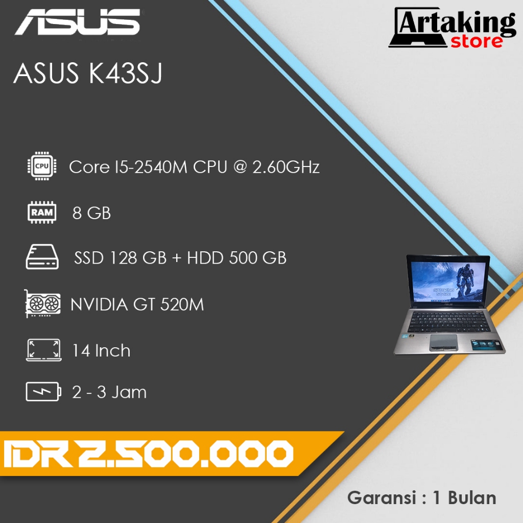 Laptop Asus K43SJ - Core i5 - SSD 128 gb