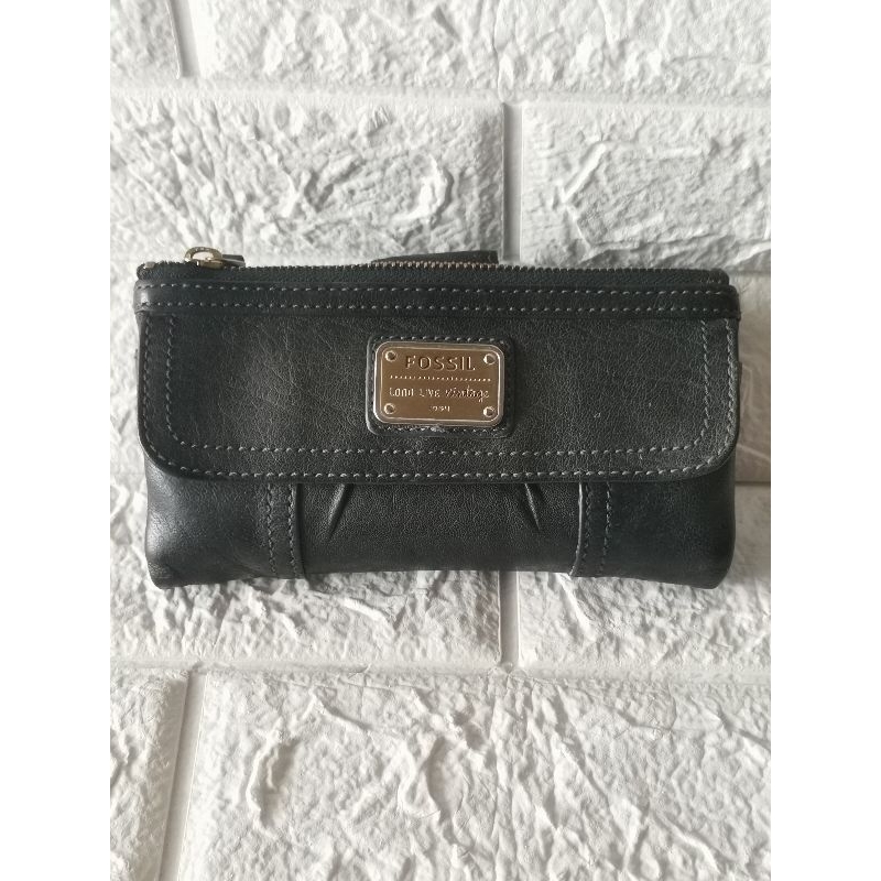 Preloved Fossil Emory Long Wallet, navy