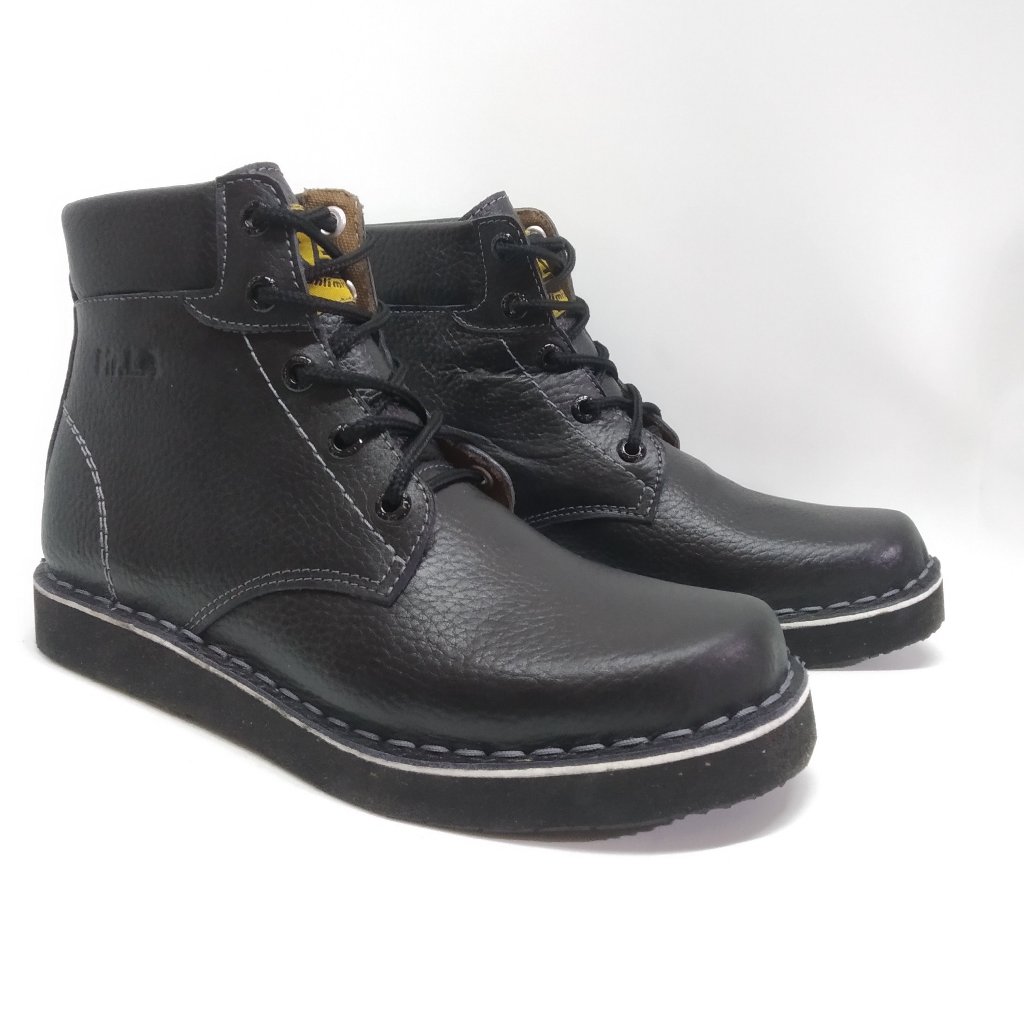 39-43 NB505 Z Black - Sepatu Boot Kulit asli untuk Pria ar_shoes