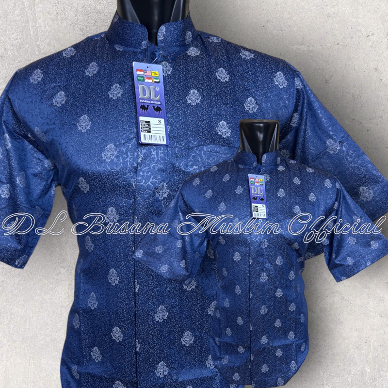 Kemeja Koko Pria Lengan Pendek WARNA BIRU DENIM, Baju Muslim DL, Baju Muslim Pria DL, Baju Koko Pria
