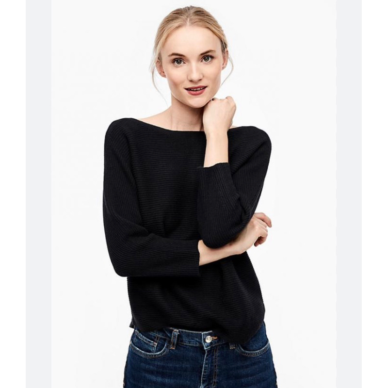 Sweater Lengan Panjang Crop Lidi Basic Hitam
