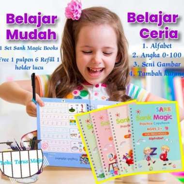 

4pcs sank magic book buku belajar menulis anak buku angka huruf buku edukasi anak tk sd paud|Sank Magic Pratice Book / Buku Panduan Belajar TK / Buku Belajar Anak|SANK BOOK MAGIC 1 SET ISI 4 BOOK KECIL + PEN|Buku Ajaib Belajar Menulis Anak