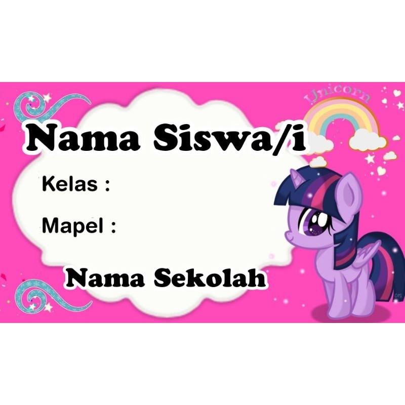 STIKER LABEL BUKU SEKOLAH MOTIF LITTLE PONY I