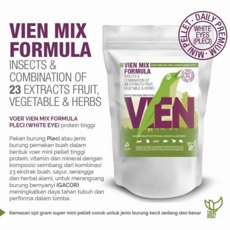 VIEN PLECI voer makanan burung pleci 150gram vien mix formula