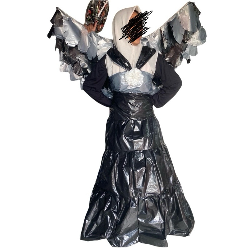 baju daur ulang kresek / kostum karnaval  / baju karnaval dewasa dan Anak Anak Perempuan