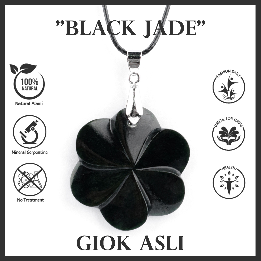 Liontin Batu Black Jade Natural Giok Hitam Original