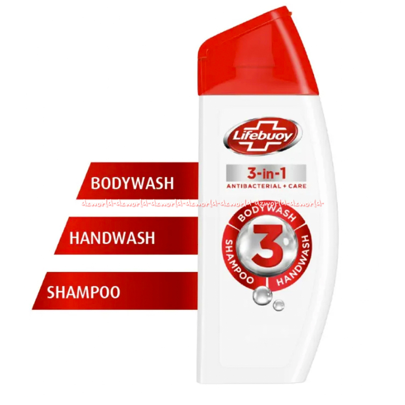 Lifebuoy 3in1 300ml Antibacterial Care Bodywash Shampoo Handwash Kemasan Botol