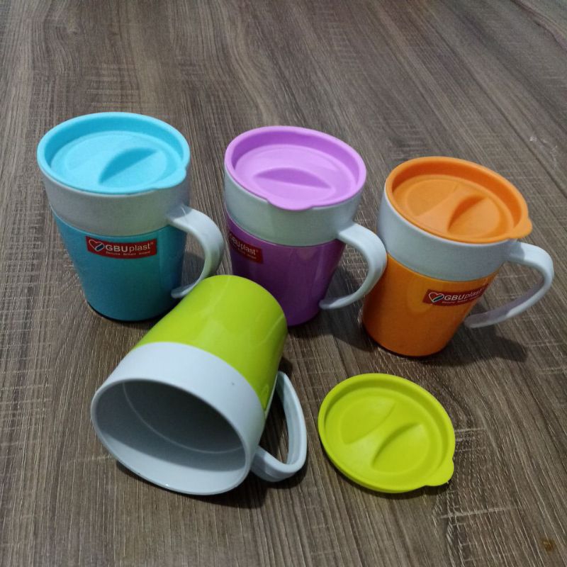 gelas cangkir plastik + tutup GBU