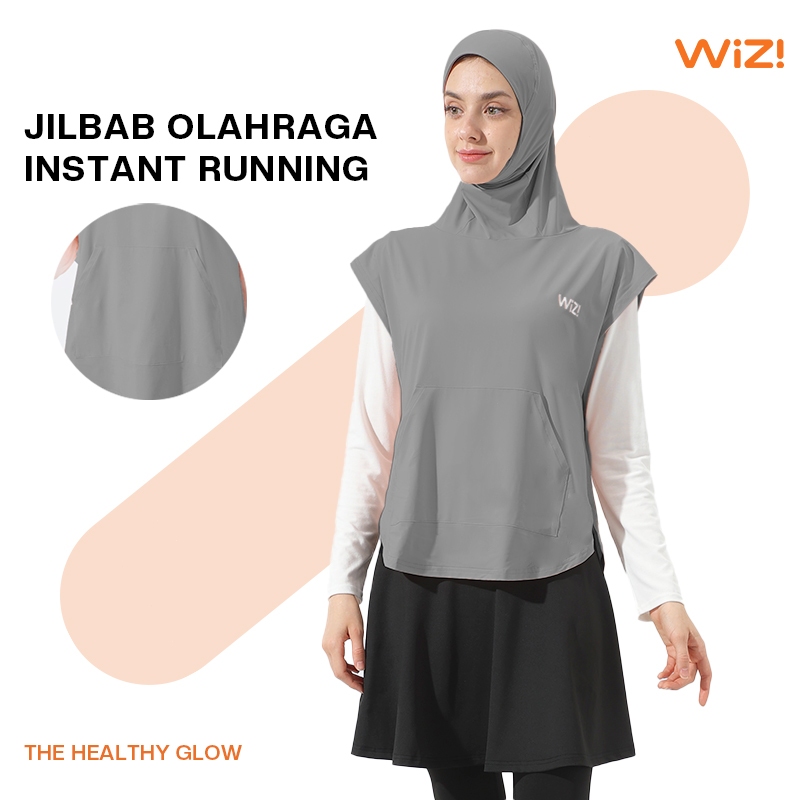 WiZi Jilbab Olahraga Sport Hijab Instant Running Outer Sport Hijab Panjang Kerudung Bahan Slim Spand