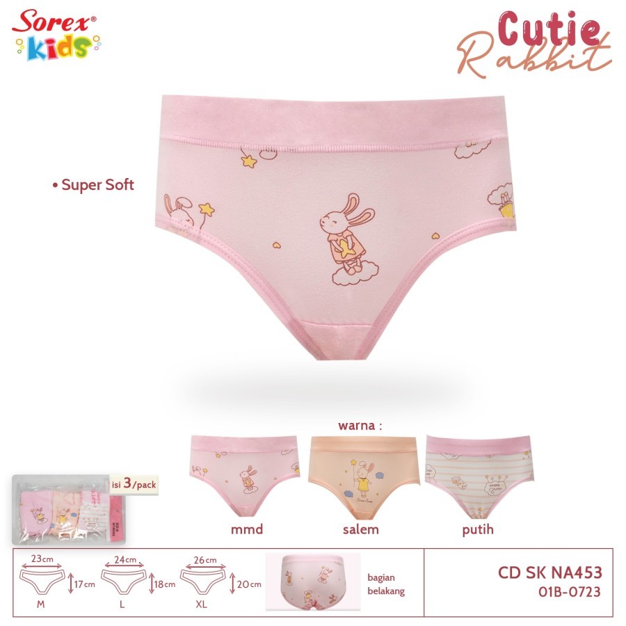 cd celana dalam segitiga anak perempuan sorex kids girl Na 401 402 403 404 452 453 471 supersoft lem