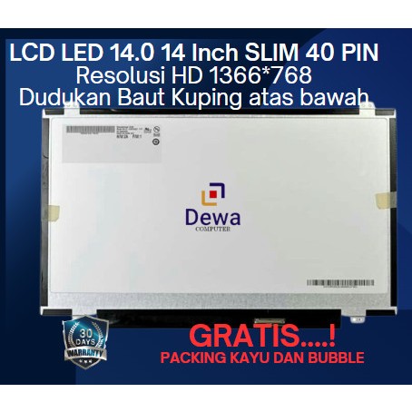 LCD LED 14.0 14 Inch SLIM 40 PIN