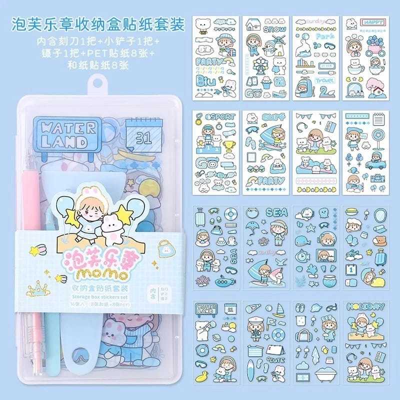 

PROMO 1 Box stiker lengkap dengan kuas aplikasi stiker Decoration Background Stickers Storage Box Stickers Set Heart Diy Cute Account Girl Holiday Decoration PVC Sticker
