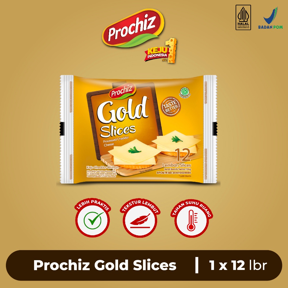 

[COD EO70] PROCHIZ Gold Keju Slice 12 slice Ready stock