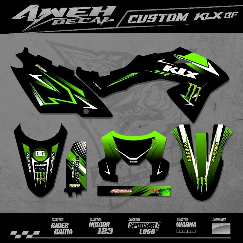 DECAL KLX BF FULL BODY - KLX BF HIJAU - KLX BF 150 CUSTOM DESAIN
