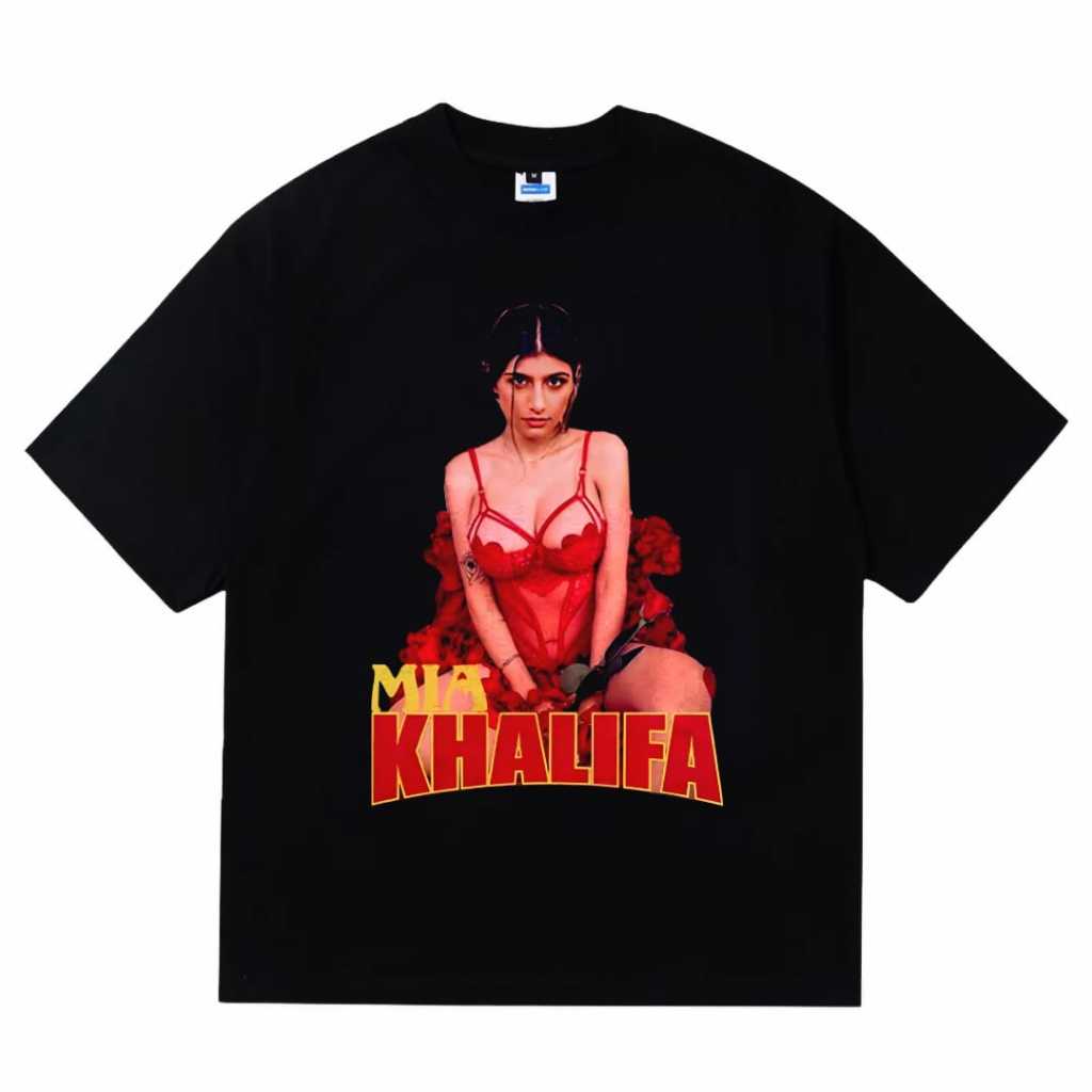 Nebula Tshirt Vintage Mia Khalifa Kaos lengan pendek Hitam