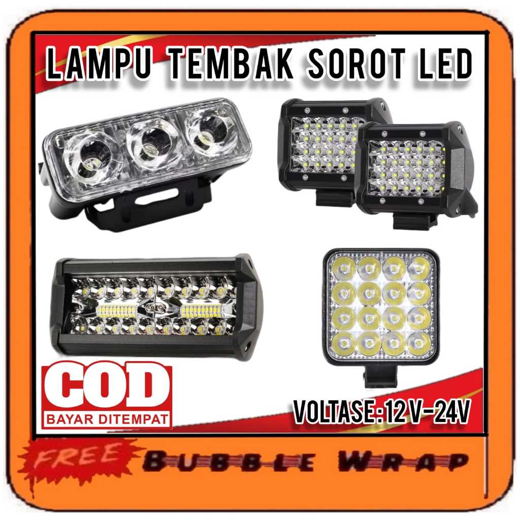 Lampu Tembak Sorot LED 3 4 6 10 12 20 24 Mata 12V - 24V Universal Motor Mobil Vixion Beat Nmax Vario