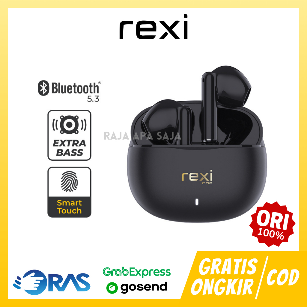 Headset Bluetooth TWS Full Bass Stereo Handsfree Earphone Wireless Earbuds Handset Sport Rexi