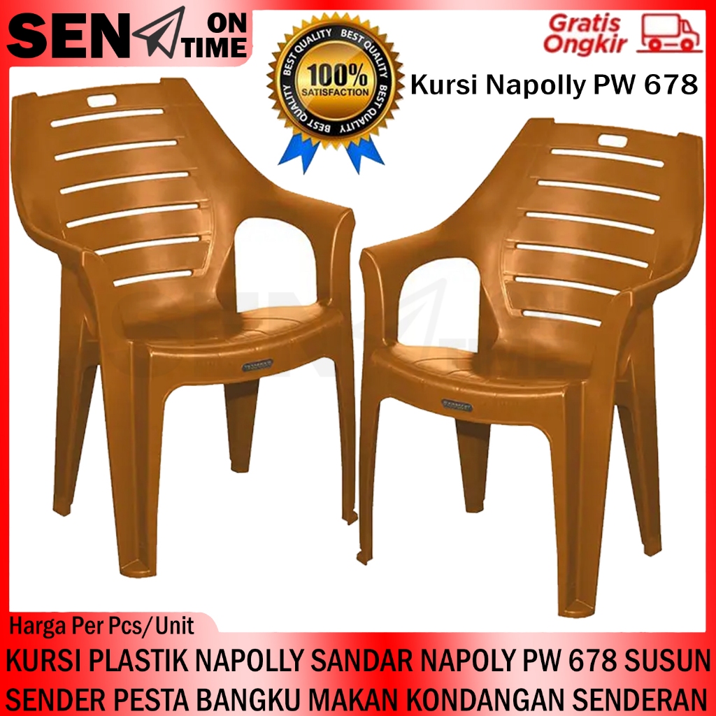 [Instant] Napolly Kursi Pw 678 Plastik Santai Sandaran Teras Taman Lantai Ruang Luar Dudukan Tempat 