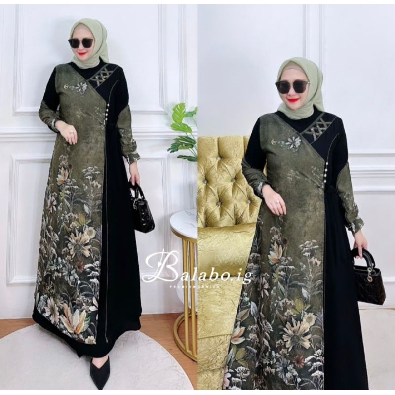 HAURA DRESS BY BALABO GAMIS BALABO TERBARU GAMIS HITAM DRESS HITAM MOTIF BAJU PENGAJIAN WANITA