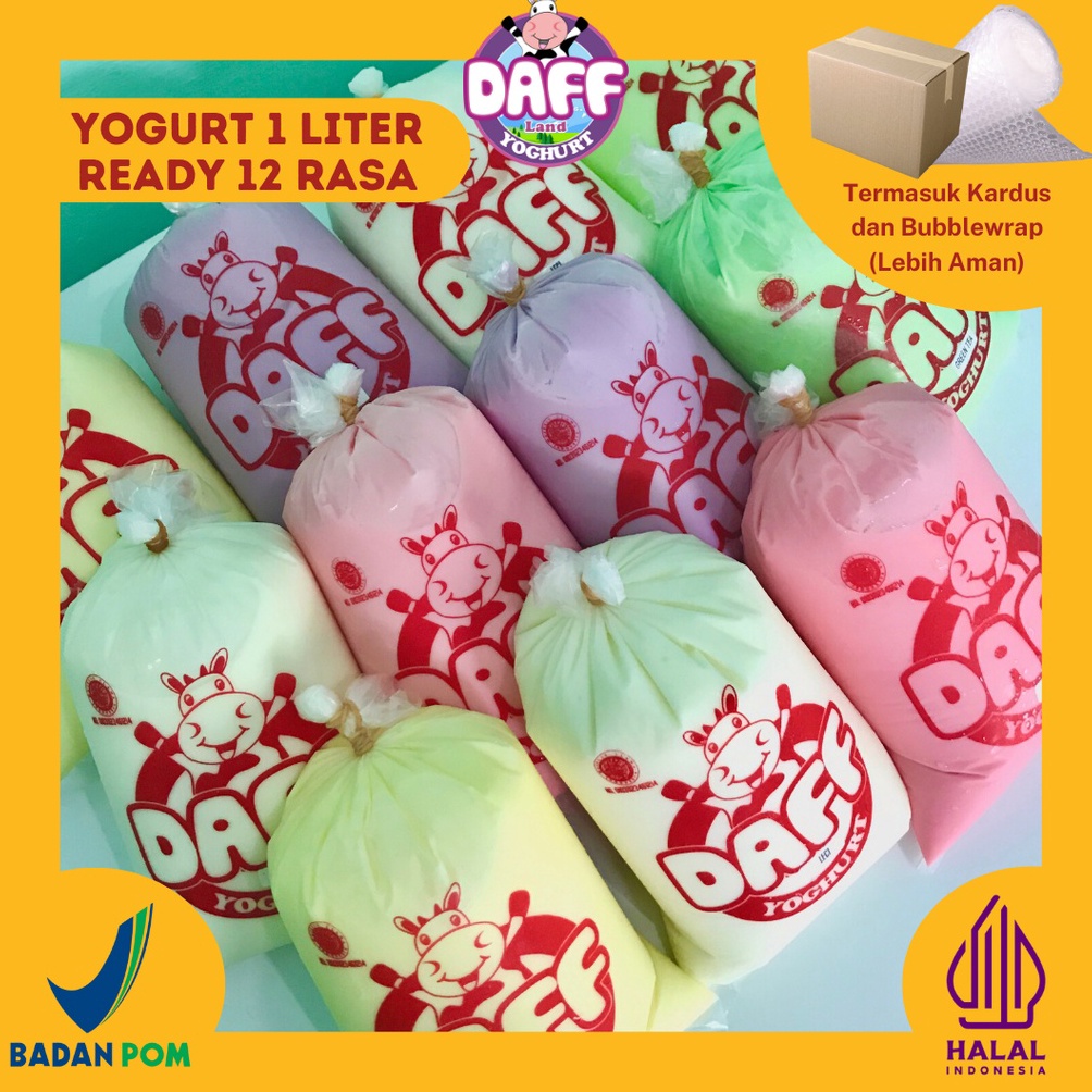 

L9LEO (BPOM) PREMIUM YOGURT 1 LITER KEMASAN PLASTIK READY 12 RASA | DAFF YOGHURT ytily