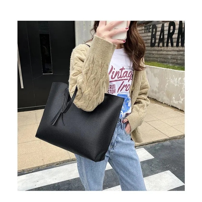 BARU Tas Bahu Tunggal Wanita kulit asli sapi Tren baru / Tas Tote Sederhana