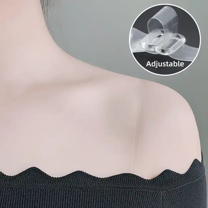 Tali Bra Transparan Bahan Silikon Elastis / Invisible Silicone Straps / Strap BH Warna Bening / Penyambung Pengencang Pengait Kutang Praktis Serbaguna