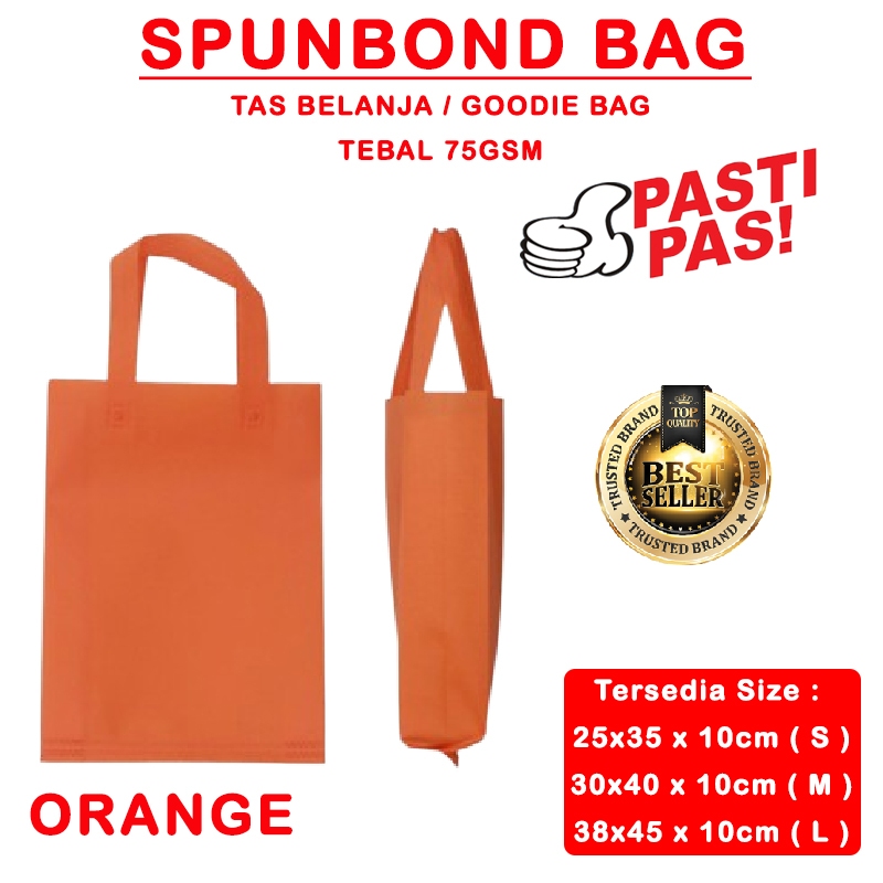 

Spunbond Goodie Bag Tas Belanja Model Tali Handle Kantong Kain - ORANGE