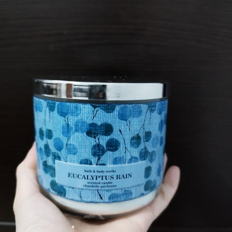 lilin bbw 3 wick candle eucalyptus rain