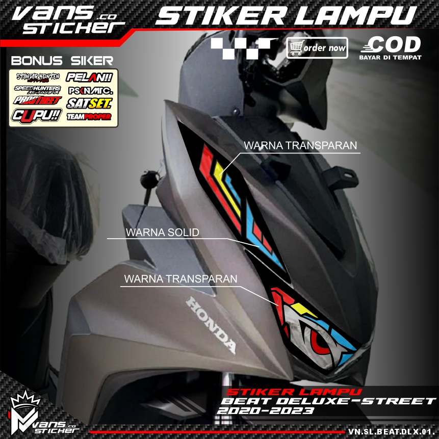 Stiker variasi lampu alis motor BEAT DELUXE 2020-2023 stiker lampu alis BEAT DELUXE 2020-2023  trasp