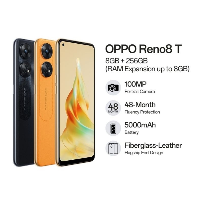 HP OPPO RENO 8T 4G 8/256GB - RENO 8 T 4G RAM 8GB ROM 256GB GARANSI RESMI