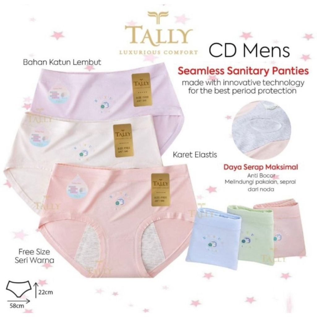 CD Menstruasi Haid Anti bocor - Celana Dalam Mens 0675 / 8362 / 848 / 2898   - Water Proof Tally Cel