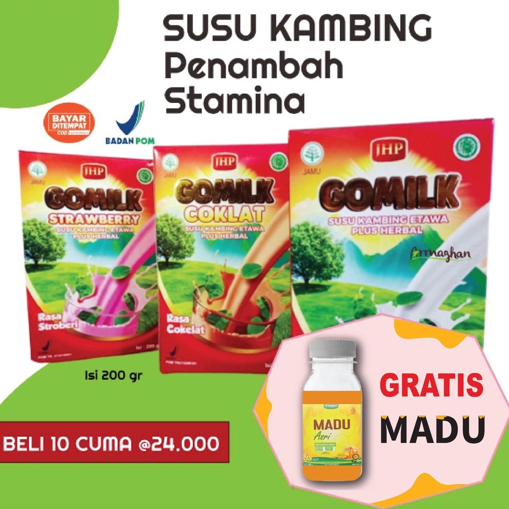 

Ready Stock [ BISA COD + GARANSI ] [ BELI 1 GRATIS JAHE ] [ BELI 3 GRATIS MADU ] Gomilk Susu Kambing Etawa Plus Herbal Penambah Nafsu Makan Anak 200 gr 75