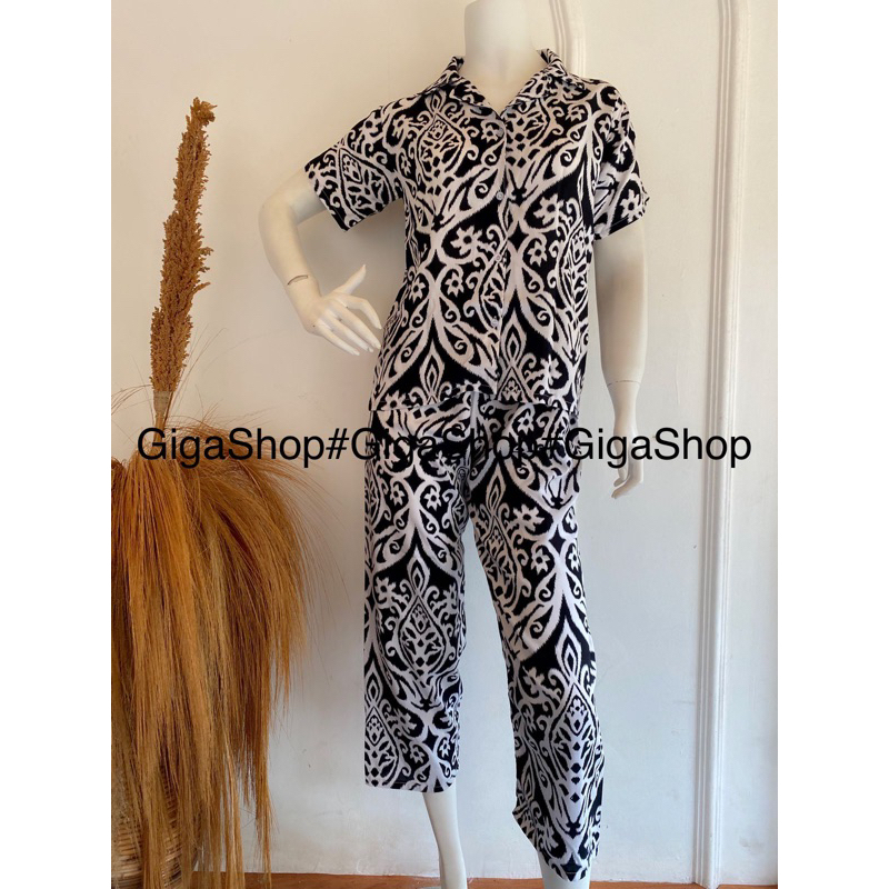 set Kerah kancing Celana Panjang Batik