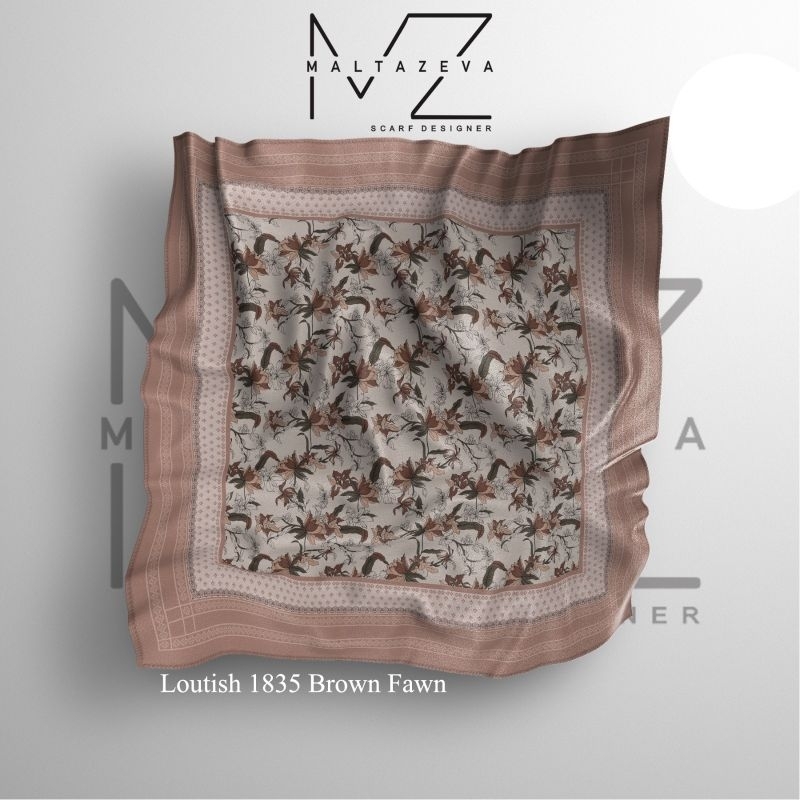 kerudung segi empat motif cream premium voal sublime