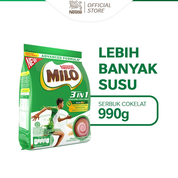 

[7YY39] MILO 3in1 ACTIV-GO Susu Coklat Pouch 990g 7v77s