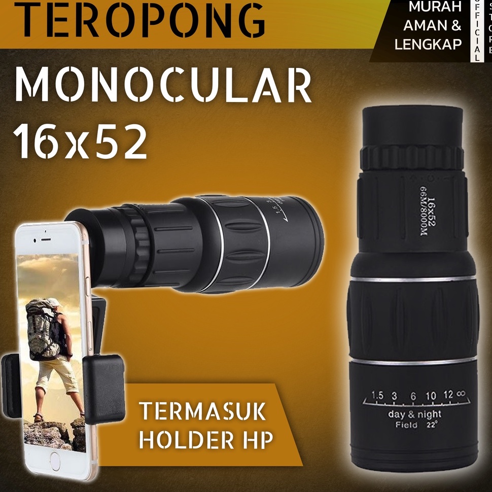 L44r11s Teleskop Lensa Zoom HP Monocular 16*52 40mm Teropong Focus Jarak Jauh