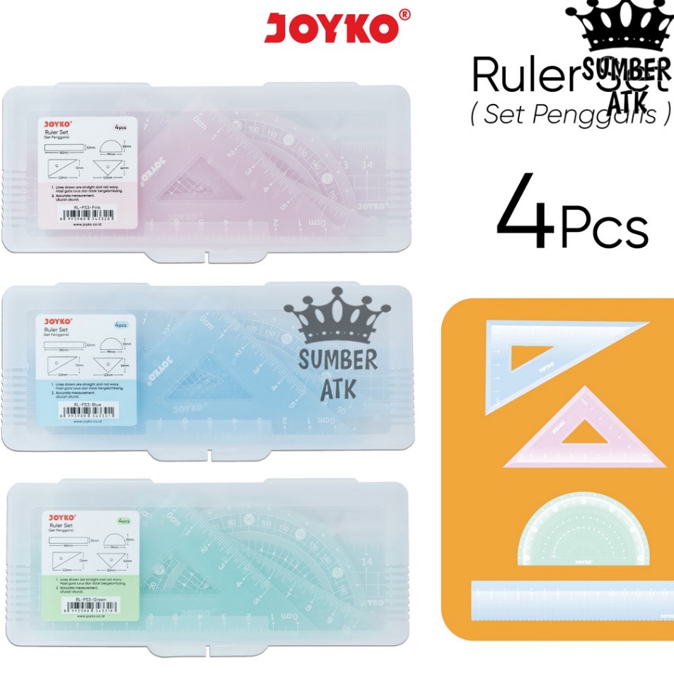 

Dijual Murah Ruler Penggaris Joyko RL-PS3 1 Set 4 Pcs Pastel Color Produk