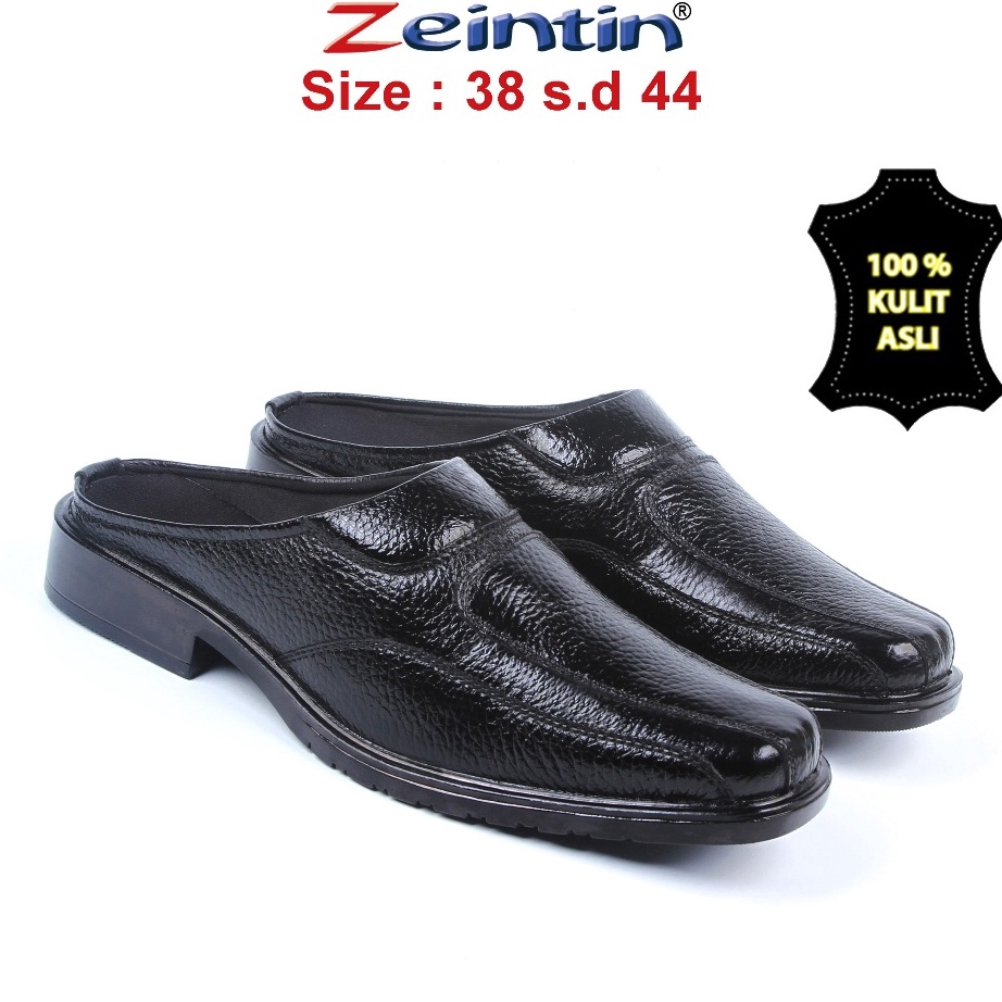 Ready Zeintin - Sepatu Slip On Pria Sepatu Sandal Selop Kulit Pria Hitam Fashion Pria Sepatu Selop P
