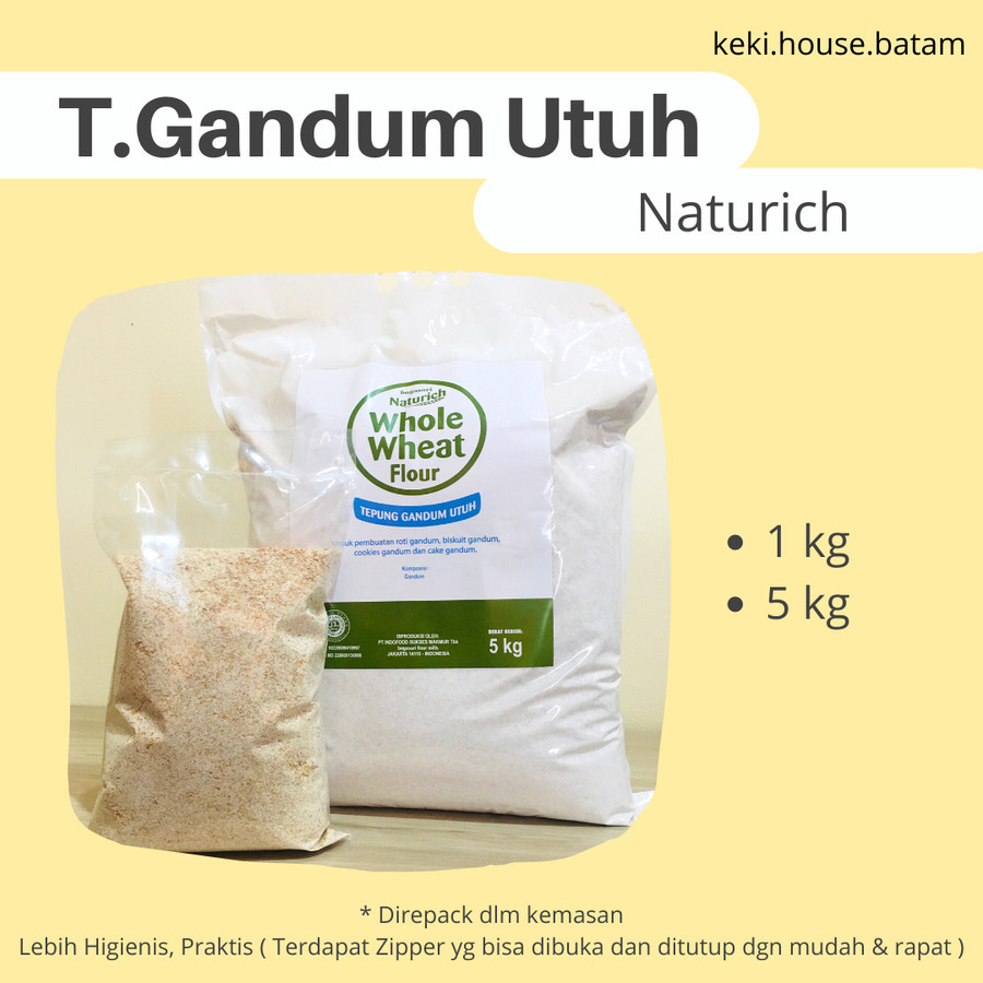 

NATURICH BOGASARI WHOLE WHEAT FLOUR repack 1 KG tepung gandum