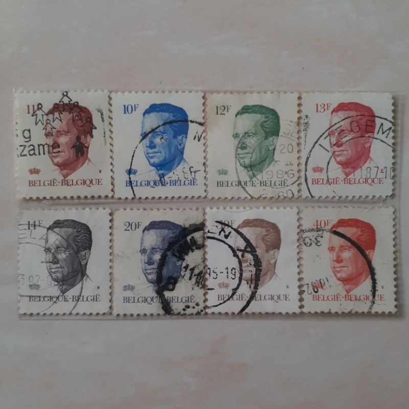 

(A) Perangko Belgia King Baudouin Type "Velghe" Tahun 1982-1990 set 8pcs