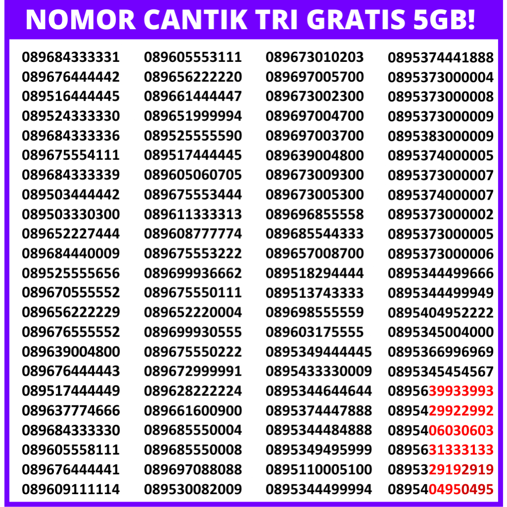 Nomor cantik tri Three 3 | Nocan 3 cantik | Nomer cantik tri three 3 super | Kartu perdana Tri Three 3 Cantik | Request Nomor Cantik tri 11 digit | Perdana 3 cantik | Perdana tri aon | Request Nomor cantik tri three 3 murah segel gratis kuota 5gb