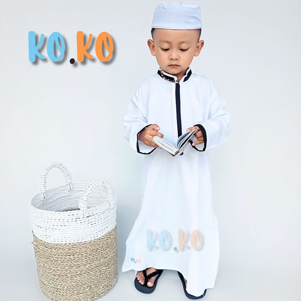 koko gamis anak laki-laki plus peci katun madinah premium gamis anak koko anak laki laki GK01 baju a