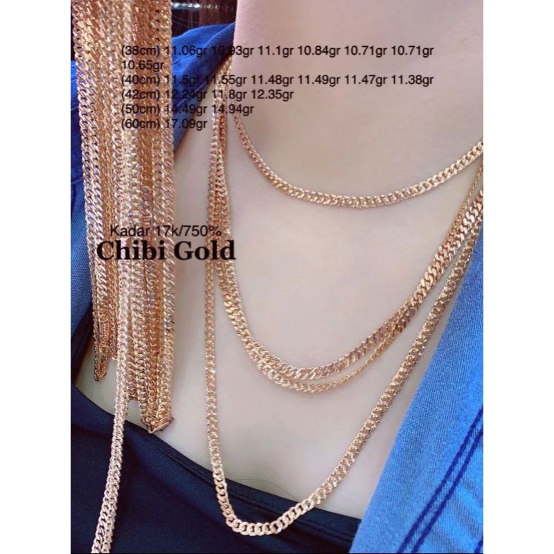 Kalung sisik naga super kilat Kalung sisik naga emas 750 kadar 17k-chibigold