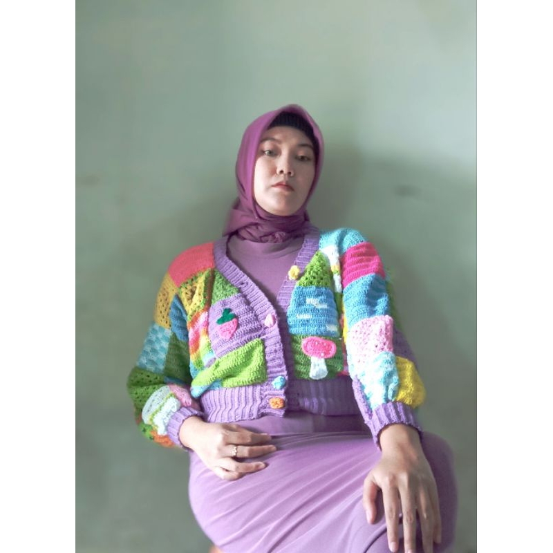 Cardigan croptop patchwork crochet