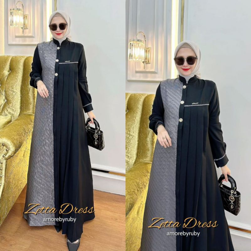 Abaya Zetta Sultan Dress Motif Soft Hazmat Woll Jetblack