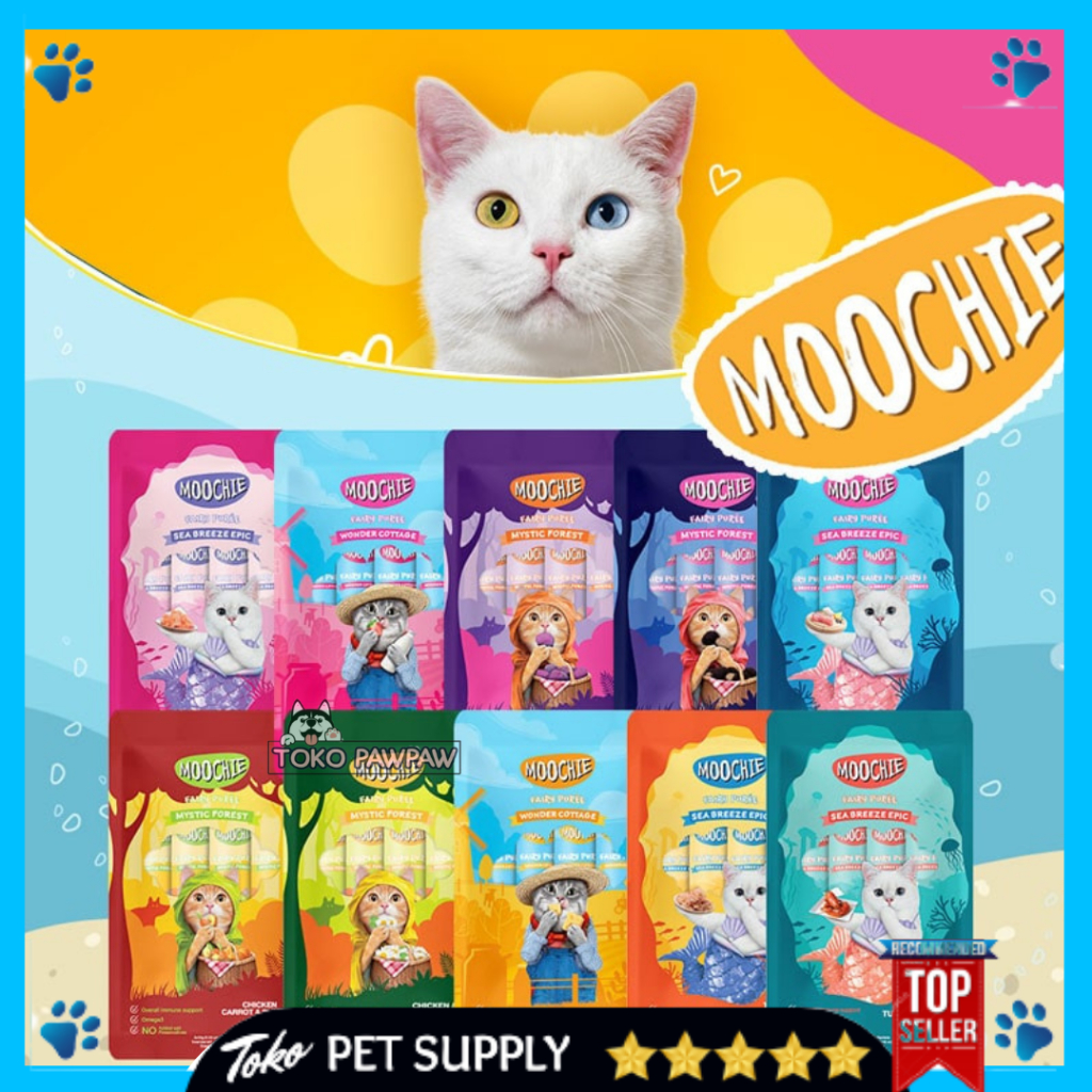 MOOCHIE CREAMY TREATS 5X15G Makanan Kucing Camilan Cemilan Cat Fairy Puree Treat Creamy rasa Ayam Tu